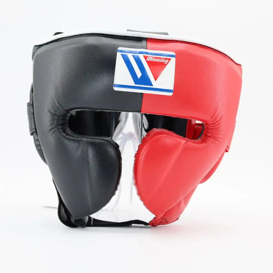 Winning Red & Black Headgear - Cheek Protector Front View